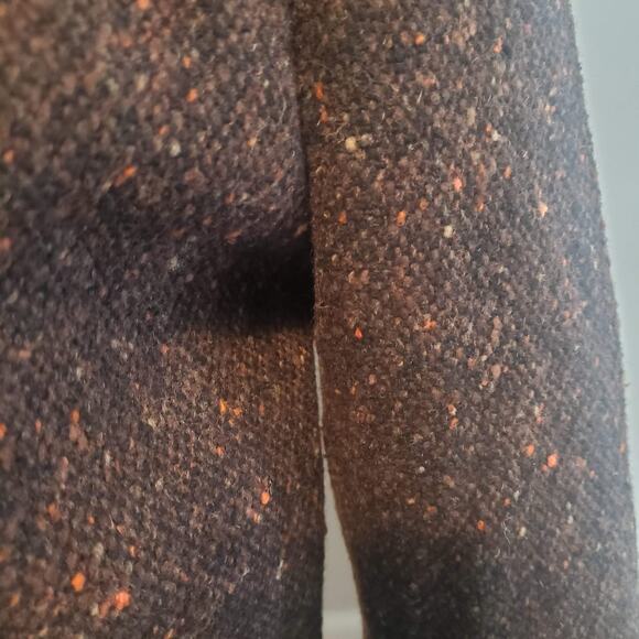 Jones New York Sport Size 6 Brown Speckled Tweed Wool Blend Pea Coat - Picture 2 of 12